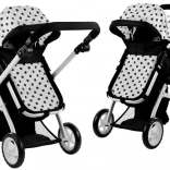 Alice 2‑in‑1 Doll Stroller, carrycot and sport seat, black‑and‑white polka dot