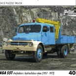 Puzzle Retro voitures TRUCK Praga S5T double cabine avec bras hydraulique 40 pièces