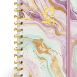 Spiraalvormige 18-maandkalender Petito Roze Marmer 2025/2026