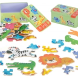 Children’s puzzle in a tin box – safari animals, 25 pieces