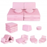 grand canapé modulaire pliant pour enfants, 8 coussins moelleux – rose ECOTOYS