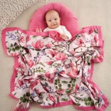 Bamboe mousseline deken Magnolia Lovebirds 106x106 cm