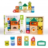 Classic World blocs sensoriels en bois 14 pcs MONTESSORI