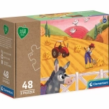 Puzzle CLEMENTONI Play for Future – Animaux de la ferme 3 × 48 pièces
