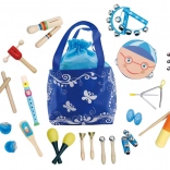 Houten set muziekinstrumenten 16 stuks met rugzak ECOTOYS