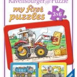 Mes premiers puzzles Engins de chantier 3×6 pièces RAVENSBURGER