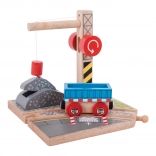 Houten speelgoedkraan met wagon Bigjigs Rail voor kinderen