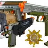 Polizei-Set mit 20 cm Pistole, Abzeichen, Pfeife und Holster mit Licht- und Soundeffekten