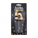 Gold Number 5 Party Candle