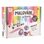 Stenen schilderen die in het donker gloeien – creatieve set met verf en kwasten