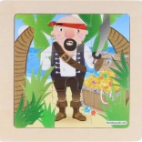 Wooden Pirate Puzzle, 9 Pieces