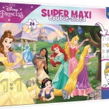 double-sided puzzle 24 pieces disney princess super maxi for coloring