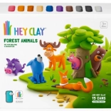 Pâte à modeler HEY CLAY – animaux de la forêt, 15 pots, pâte autodurcissante 3+