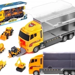 Truck set with trailer and 6 construction mini cars