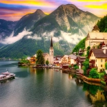 Puzzel Hallstatt bij zonsondergang 1000 stukjes