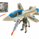 Militaire set straaljager en soldaat met accessoires, plastic speelset