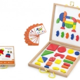 Magnetic wooden building set in a carry case, 42 pieces, 3+