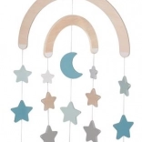 Wooden Hanging Mobile Stars Blue