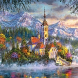 Peinture au diamant : Résidence sur l'île 80x40 cm