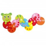 Houten puzzel met cijfers Rups
