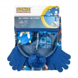 Kids' winter set SONIC – pom-pom beanie, gloves and neck warmer