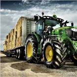 Diamant schilderen Tractor met aanhanger John Deere 30x40cm