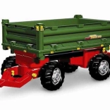 Green dual-axle tipping trailer for Rolly Toys pedal tractors