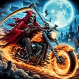 Diamond painting Skeletten op motor 30x40cm