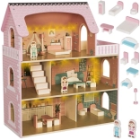 Wooden Dollhouse with LED Lighting and Furniture KRUZZEL