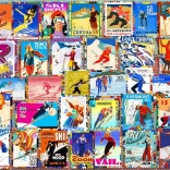 Puzzel Ski-postzegels 1000 stukjes