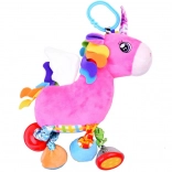 Hanging plush unicorn toy with rattle for stroller