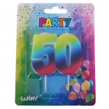 Rainbow birthday candle number 50 with stand