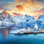 Puzzel Zonsopgang boven Sakrisøya, Lofoten, Noorwegen 1000 stukjes