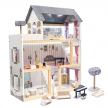 MDF wooden dollhouse, black, 78 cm with LED lighting