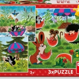 Dino Molletje en het parapluutje puzzel 3x55 stukjes